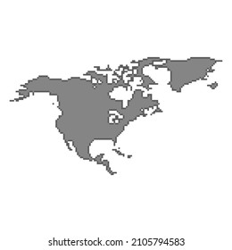 Imagen de píxel de mapa de Norteamérica. Ilustración vectorial.