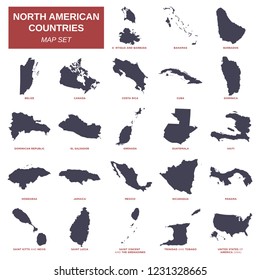 North America Map Set Vector Template Illustration Design. Vector EPS 10.