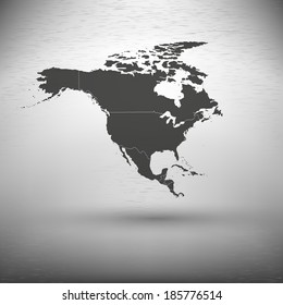 North america map with the shadow on the gray background vector