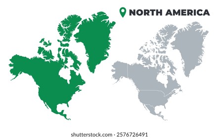 North America map simple flat outline vector set