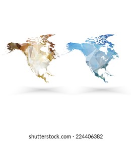 North america map template, triangle design vector illustration.