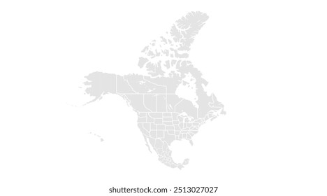 Modelos de mapas da América do Norte. Mapa dos EUA, Canadá e México