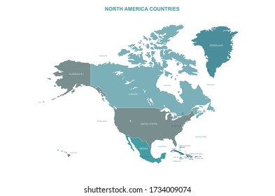 North America Map. Vector Map Of North America Countries.