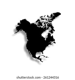 North America map vector icon with shadow