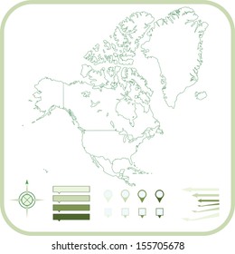 North America Map, Vector illustration. 