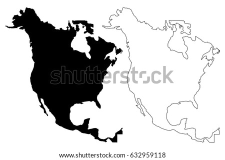 North America map vector illustration, scribble sketch North America