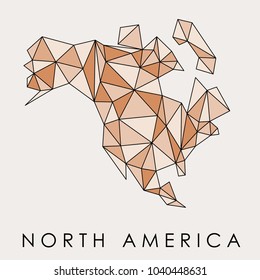 North America map vector - low-poly geometric style illustration.