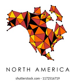 North America map vector - low-poly geometric style illustration. Connection network.