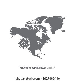 North America map with a virus microbe. Illness and disease outbreak