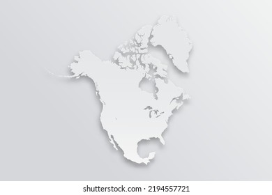 North America Map - World map International vector template with 3D, paper style including shadow and white color on grey background for design, education, infographic - Vector illustration eps 10