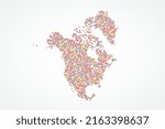 North America Map - World map vector template with colorful dots, grid, grunge, halftone style isolated on white background for education, infographic, design, website - Vector illustration eps 10