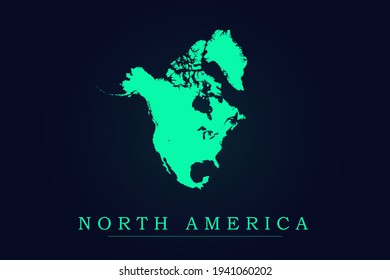 North America Map - World map vector template with green color gradient isolated on dark background - Vector illustration eps 10