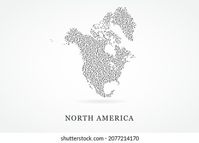 Mapa de América del Norte - Mapa mundial del vector de mapa con cuadrícula negra sobre fondo blanco para educación, infografía, diseño, sitio web, banner - Ilustración vectorial eps 10