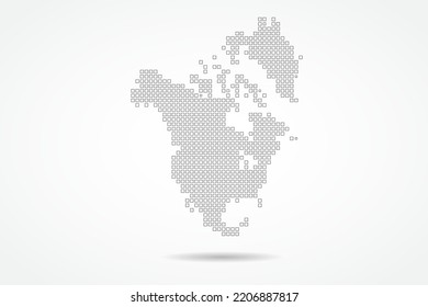 North America Map - World Map Vector Template With Square Pixel Thin Black And Outline Sketch Style Isolated On White Background For Education, Infographic, Design - Vector Illustration Eps 10