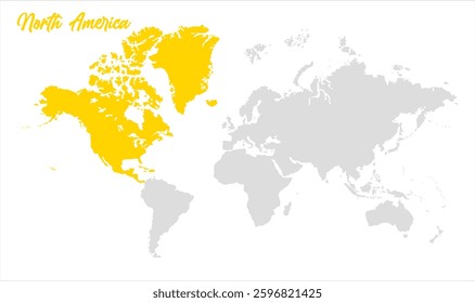 North America map-04, Map of North America, highlighted on the world map, North America on the world map, Satellite view, North America's location on the globe.