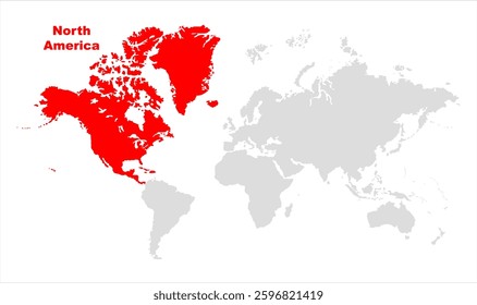 North America map-05, Map of North America, highlighted on the world map, North America on the world map, Satellite view, North America's location on the globe.