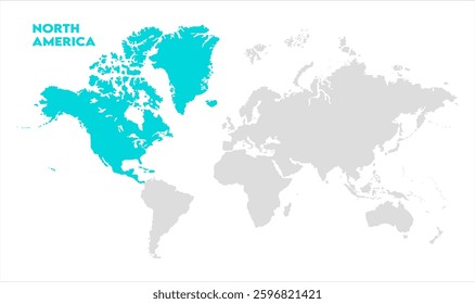 North America map-08, Map of North America, highlighted on the world map, North America on the world map, Satellite view, North America's location on the globe.