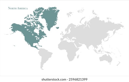North America map-13, Map of North America, highlighted on the world map, North America on the world map, Satellite view, North America's location on the globe.