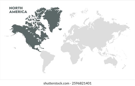 North America map-14, Map of North America, highlighted on the world map, North America on the world map, Satellite view, North America's location on the globe.