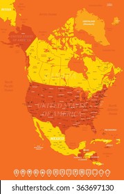 North America Map-High Detailed Vector Illustration