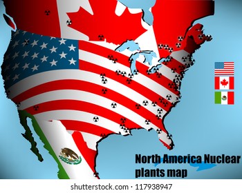 North America Nuclear plants map