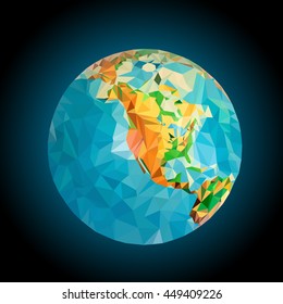 North America on the globe processed triangulation mode