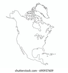 north america outline map in graphic design