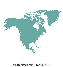 North America Outline World Map, Vector Illustration Isolated On White. Map Of North America Continent. 