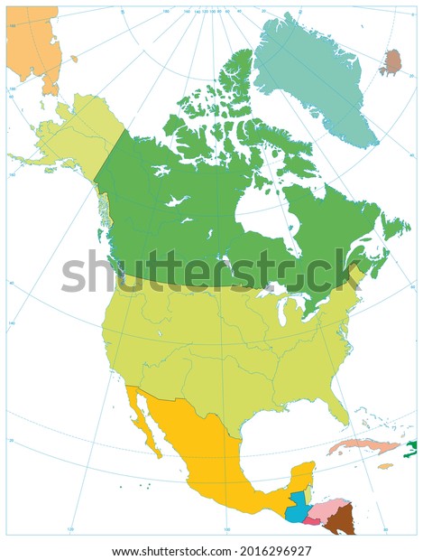 North America Political Map Isolated On Stock Vector (Royalty Free ...