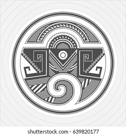 North America Pueblo Indians graphic art. Tattoo and print. Vector illustration