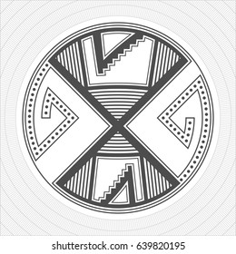 North America Pueblo Indians graphic art. Tattoo and print. Vector illustration