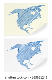North America scribble map on a white background.