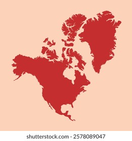 North America simple flat red map