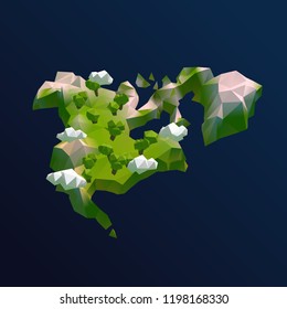 North America Vector Low Poly 3D Cartoon Map