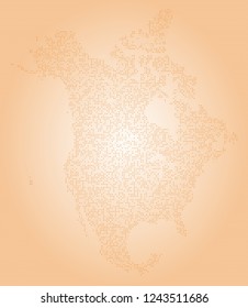 North america vector map made of orange squares