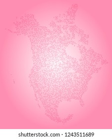North america vector map made of magenta squares
