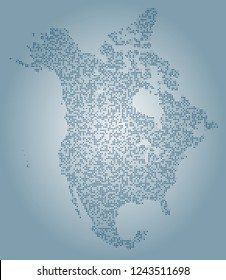 North america vector map made of blue triangles