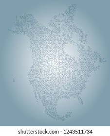 North america vector map made of blue squares
