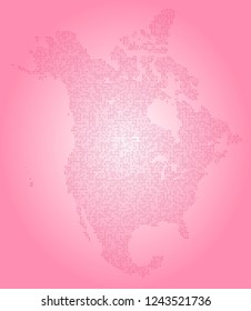 North america vector map made of magenta pluses