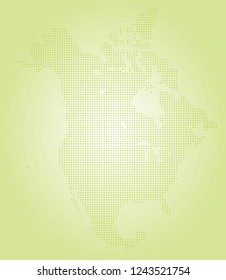 North america vector map made of green dots