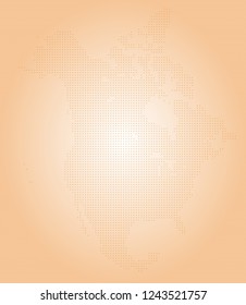 North america vector map made of orange pluses