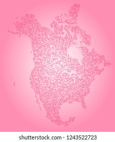 North america vector map made of magenta diamonds