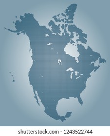North america vector map made of blue high density dots