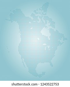North america vector map made of turquoise dots