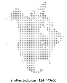 North america vector map made of black dots