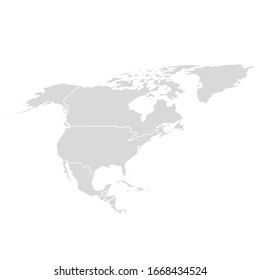 North America vector map. Usa canada mexico world map icon, american continent.