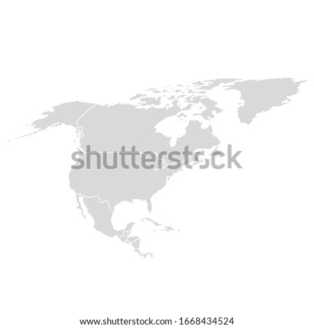 North America vector map. Usa canada mexico world map icon, american continent.