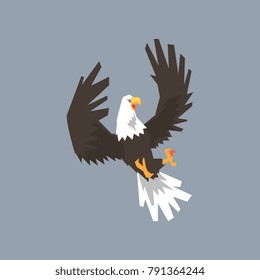 North American Bald Eagle flying and attacking, symbol of USA vector illustration