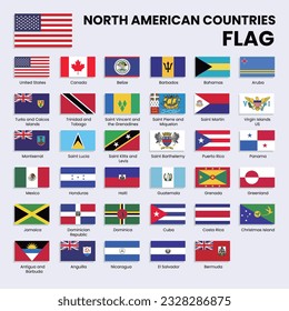 North American countries flags collection