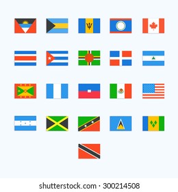North American Country Flags. Vector icons